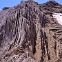The twisted planes of rock that define the Tofana di Dentro and Lamon via ferrata.